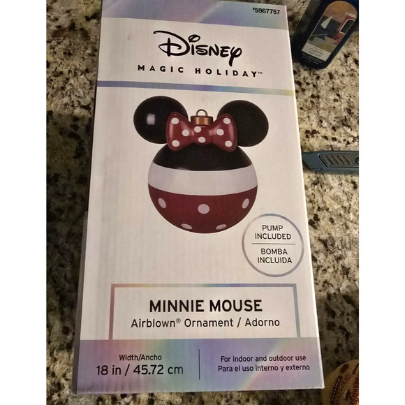 Minnie Mouse Christmas Air Blown Ornament Disney Magic 18" Large Airblown Red - Picture 7 of 8